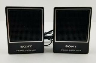 Vintage Sony Srs - 3 Mini Stereo Speaker System For Walkman & Other Devices