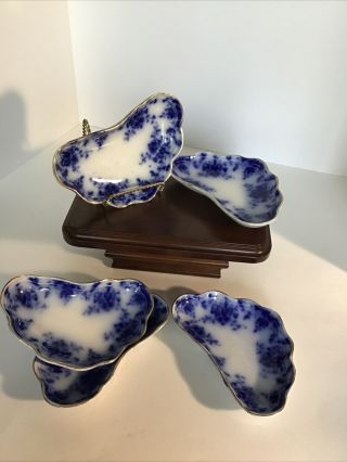 5 Ridgwaye Osborne Flow Blue Bone Dish Royal Semi Porcelain England