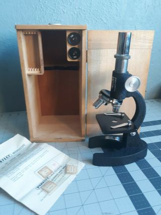 Vintage Perfect Model 804 Turret Microscope