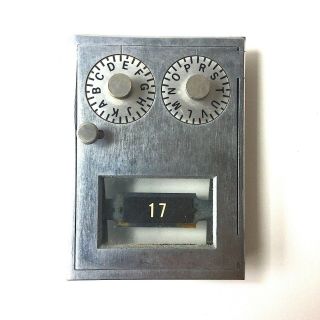 Vintage Silver - Toned Metal Post Office Box Door W/ Double Dial Combo Lock 17