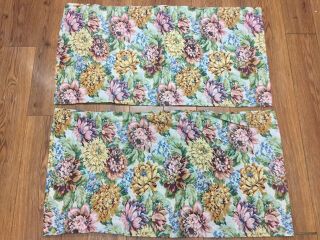 Vintage Pillow Cases Set Of 2 King Floral Tapestry - Look 100 Pure Cotton Multi