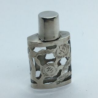 Vintage Sterling Silver And Glass Perfume Bottle 1960 