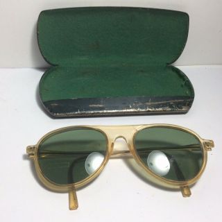 Vintage Old Sun Glasses In Metal Case