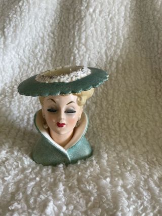 Vintage Head Vase Napco C3815c High Collar Green - 5” 1959