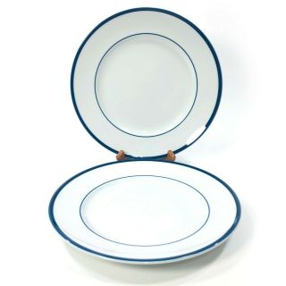 Set Of 2 William Sonoma Brasserie Blue Pattern 11 " Dinner Plates Made In Japan