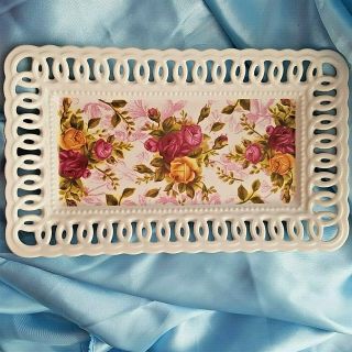 Royal Albert Old Country Roses 9 Inch Lattice Collectible Vanity Tray Trinket
