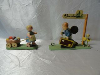 Vintage Germany Wooden Boy And Girl Figures