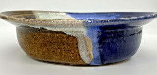 Susan Mcewen - Texas Studio Art Pottery Bowl - Blue Brown White Glaze 8.  5 " X 2 "
