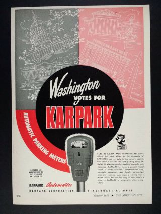 1952 Karpark Parking Meters Washington Dc Use Vintage Print Ad