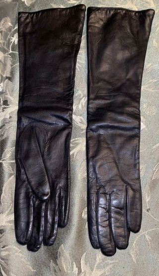 Ohrbach’s,  Vintage,  Long Leather Gloves,  Size 7.  Made In Italy.