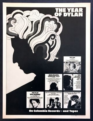 1974 Bob Dylan Portrait " The Year Of Dylan " 6 Albums Photo Vintage Print Ad