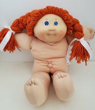 Vintage 1984 Cabbage Patch Kids Doll Girl Red Hair Pig Tails Blue Eyes Coleco