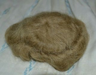 Antique / Vintage Medium Blonde Mohair Doll Wig Rolled Curls Sz 8 - 9 Net Cap