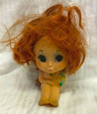 Vintage 1968 Kamar Big Eyes Red Hair Doll With Tags