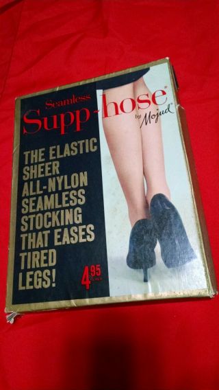 Vintage Mojud Seamless Supp Hose Sheer All - Nylon Stockings Nib Charm Petite 528