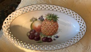 Vintage Bavaria China Schumann Oval Serving Dish Plate Reticulated Germany