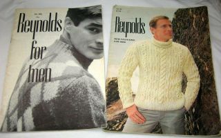 2 Vintage Mens Reynolds Knitting/crocheted Sweater Pattern Books
