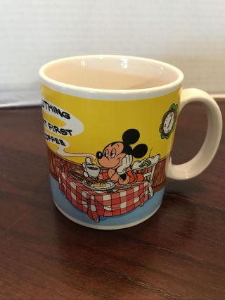 Disney Mickey Mouse ‘first Cup Of Coffee’ Mug Cup By Applause Vintage 1987 12oz