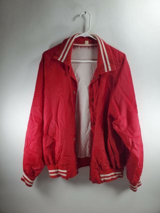 Vintage University of Wisconsin Badgers Nylon Jacket Snap Front Red XL 2
