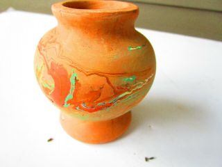 Vintage Nemadji Stoneware Pottery Swirl Print 3.  5 Inch Vase Made In Usa Branded