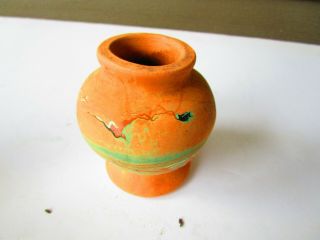 Vintage Nemadji Stoneware Pottery Swirl Print 3.  5 inch Vase Made in USA Branded 2