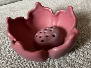 Van Briggle Pottery Persian Rose Lotus Leaf Art Deco Bowl And Flower Frog Nr
