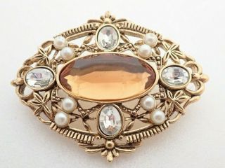 Vintage Avon Signed Faux Pearl Brooch Pin Necklace Pendant Enhancer