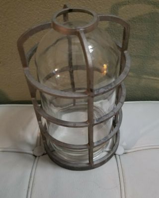 Vintage Industrial Explosion Proof Light Fixture Cage W/pristine Glass Steampunk