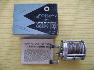 Vintage J C Higgins " 400 " Level Winding Casting Reel Box & Care Guide