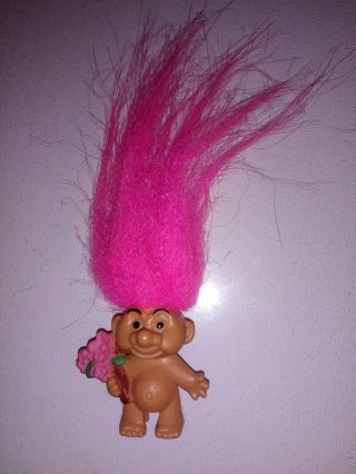 Vintage Troll Doll Toy 5 " Antique Collectible Figurine Roses Pencil Top Figure