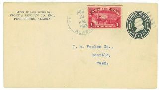 Petersburg,  Alaska 1913 Embossed Cover With Q1 Parcel Post Stamp,  To Seattle