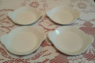 Set Of 4 Apilco France Porcelain White Rd.  Au Gratin Dishes 6 3/4x 5.  5 " 5