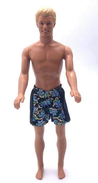 Vintage 1991 Mattel Ken Barbie Doll Molded Blonde Hair Beach Shorts Trunks