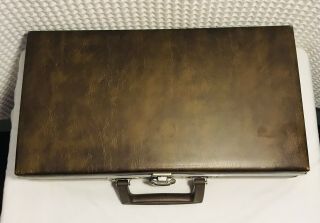Vintage 24 Audio Cassette Tape Holder Storage Carry Case Brown Suitcase Vinyl