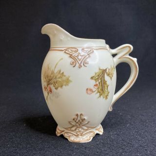 Antique Ohme Silesia Old Ivory Xxii Porcelain Creamer Cream Pitcher Holly