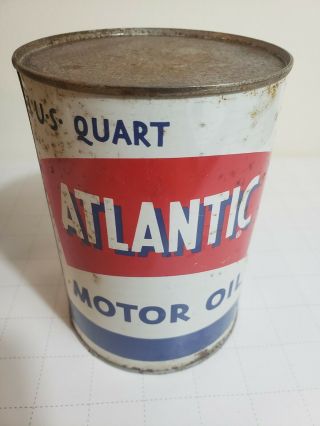 Vintage Atlantic 1 Qt Motor (full) Oil Can Gas Station