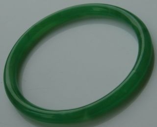 Vintage Faux Green Jade Jadite Peking Glass Bangle Bracelet