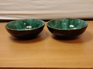 Vintage Blue Mountain Pottery Bowls Blue Green Drip Glaze Canada (set Of 2)