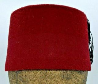 Vintage Red Felt Fez Hat With Black Tassel Turkish Shriner Casablanca Moroccan