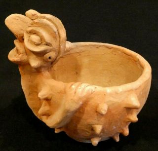 Pre Columbian Myan Incan Pottery Terra Cotta Clay Bird Man Vessel Jar Peruvian