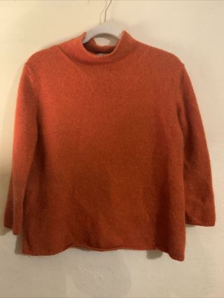 Vtg L.  L.  Bean Women’s Wool Mohair Turtleneck Sweater Sz M Burnt Orange