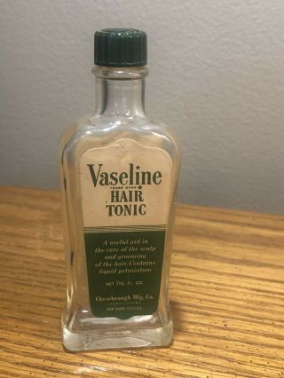 Vintage Vaseline Hair Tonic Bottle 1 1/8oz Chesebrough Mfg Co.  York