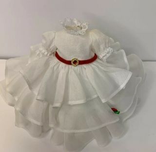 Madame Alexander 8” White Tagged Scarlet Dress With Red Accents