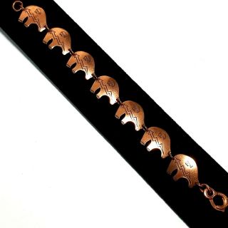 Vintage Native American Bear Fetish Solid Copper Link Bracelet 7 1/2 " Southwest