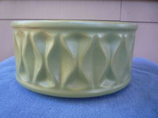 Vintage Mccoy Art Pottery Mcm Matte Green Round Dog Dish Bowl Planter 926 Vgc