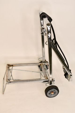 Vintage Silver Metal Foldable Portable Luggage Bag Cart Hand Truck W/bungee Cord