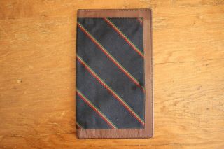 Vintage Brown Leather Striped Checkbook Cover Wallet Made In England