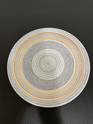 Sascha Brastoff Mid Century Modern Porcelain Roman Coin Gray Gold Plate 9”