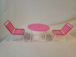 Vintage Arco Barbie Patio Furniture - Pink Table,  2 Chairs No Umbrella