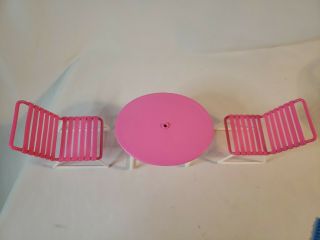 VINTAGE ARCO BARBIE PATIO FURNITURE - PINK TABLE,  2 CHAIRS NO UMBRELLA 2